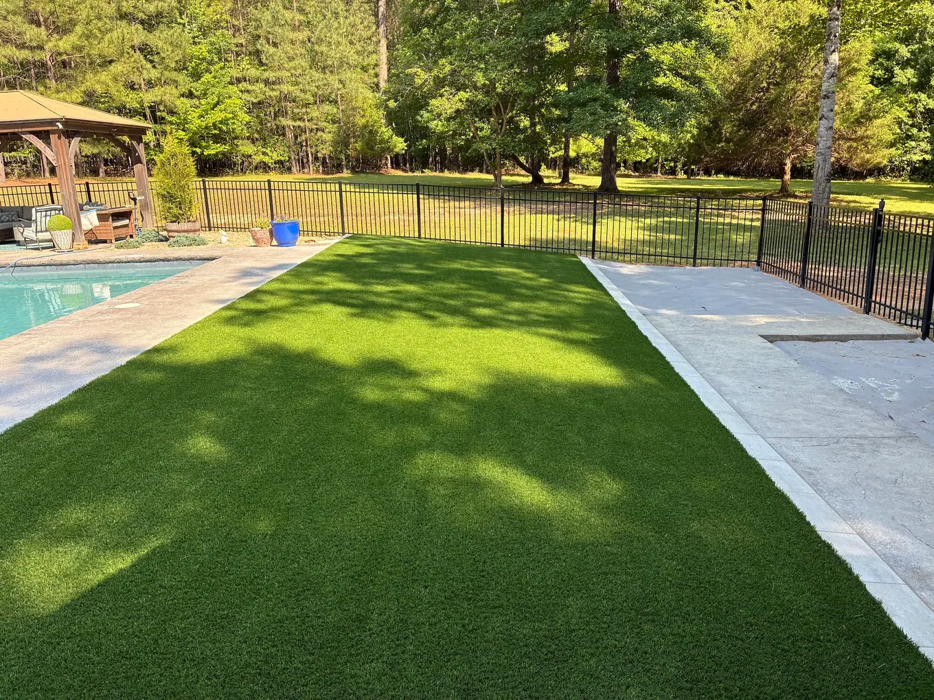 Completed turf along the concrete walkway