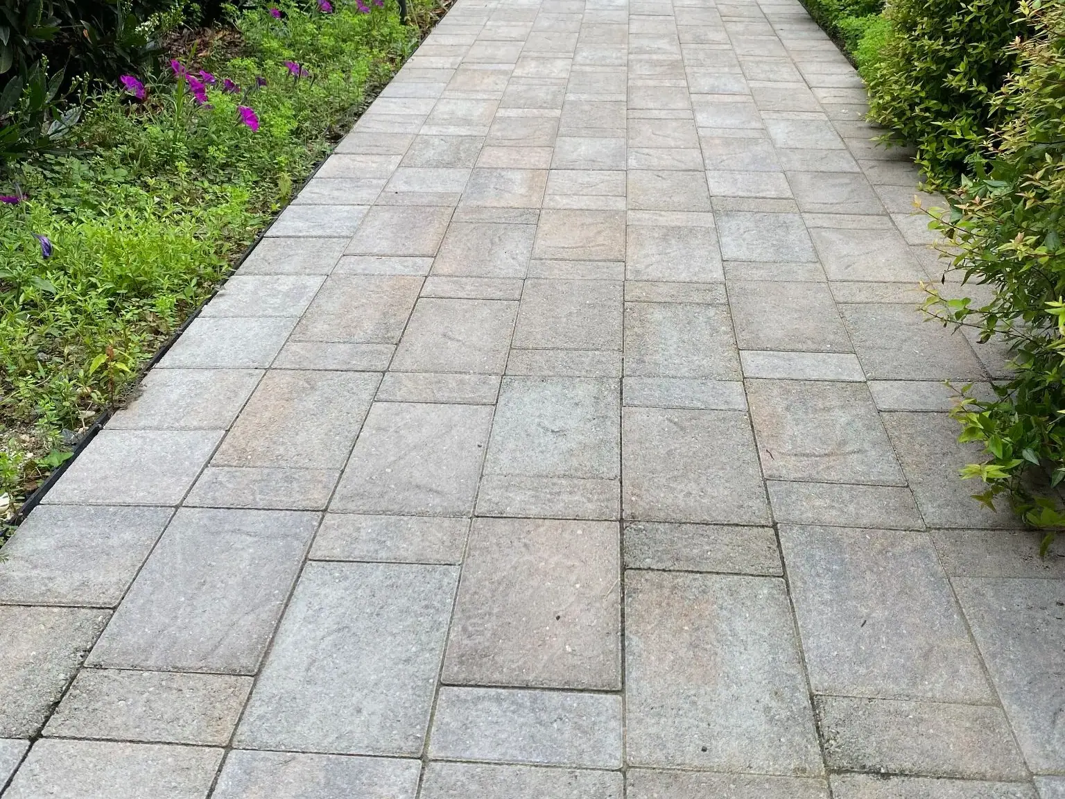 Paver path through the planting beds