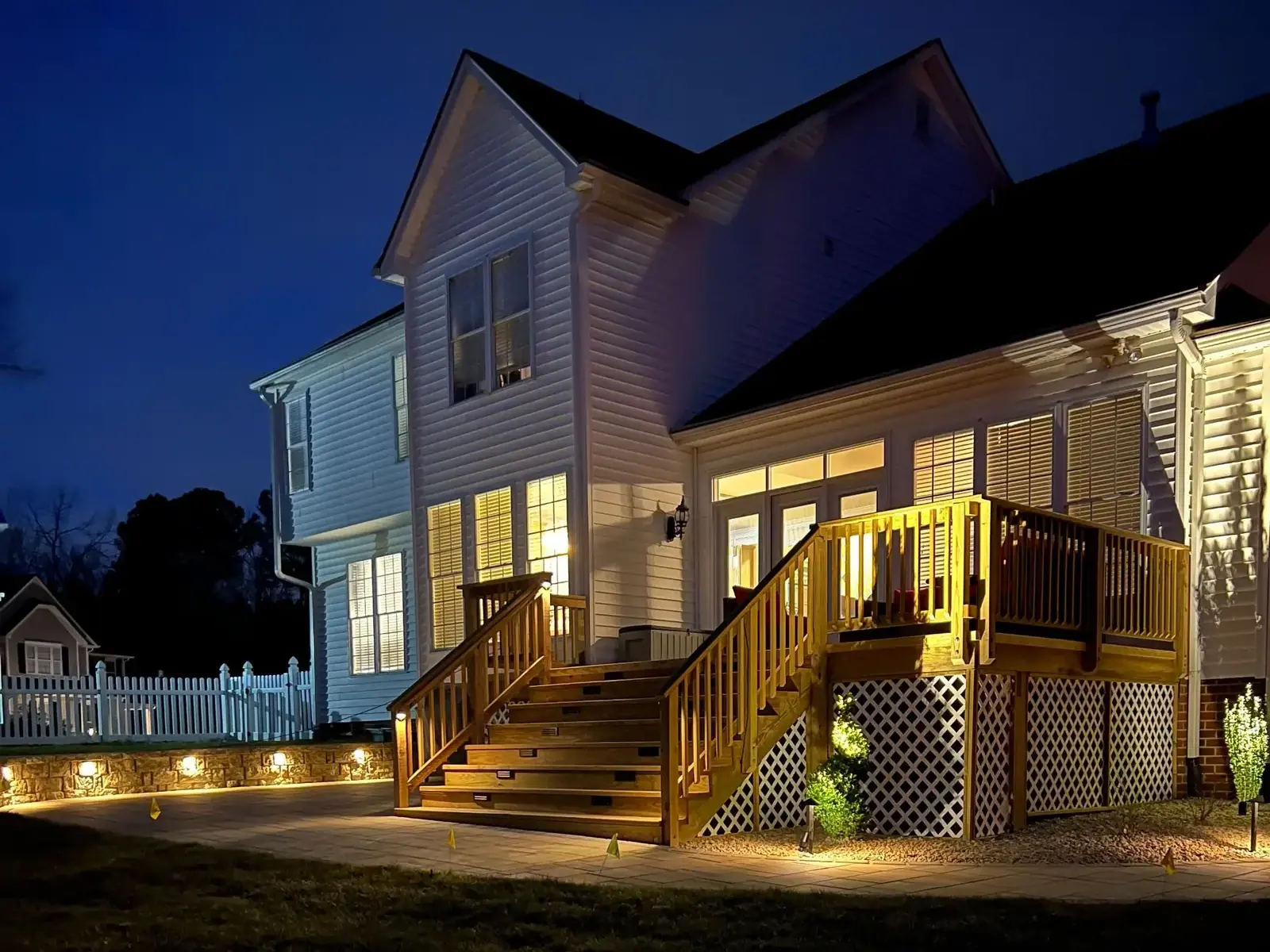Lighting along the deck steps