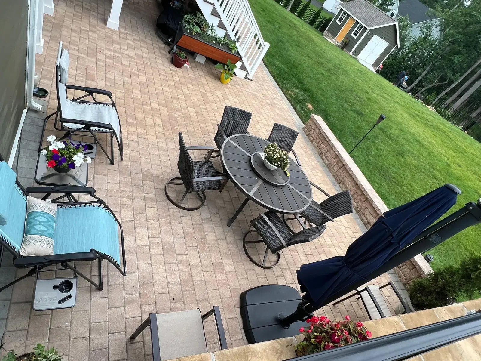 Outdoor seating on a paver patio