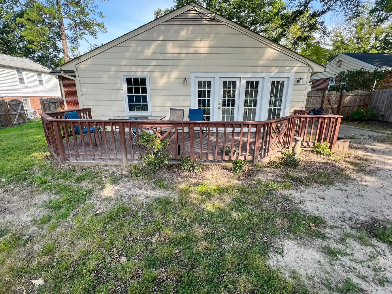 Existing wooden deck before removal