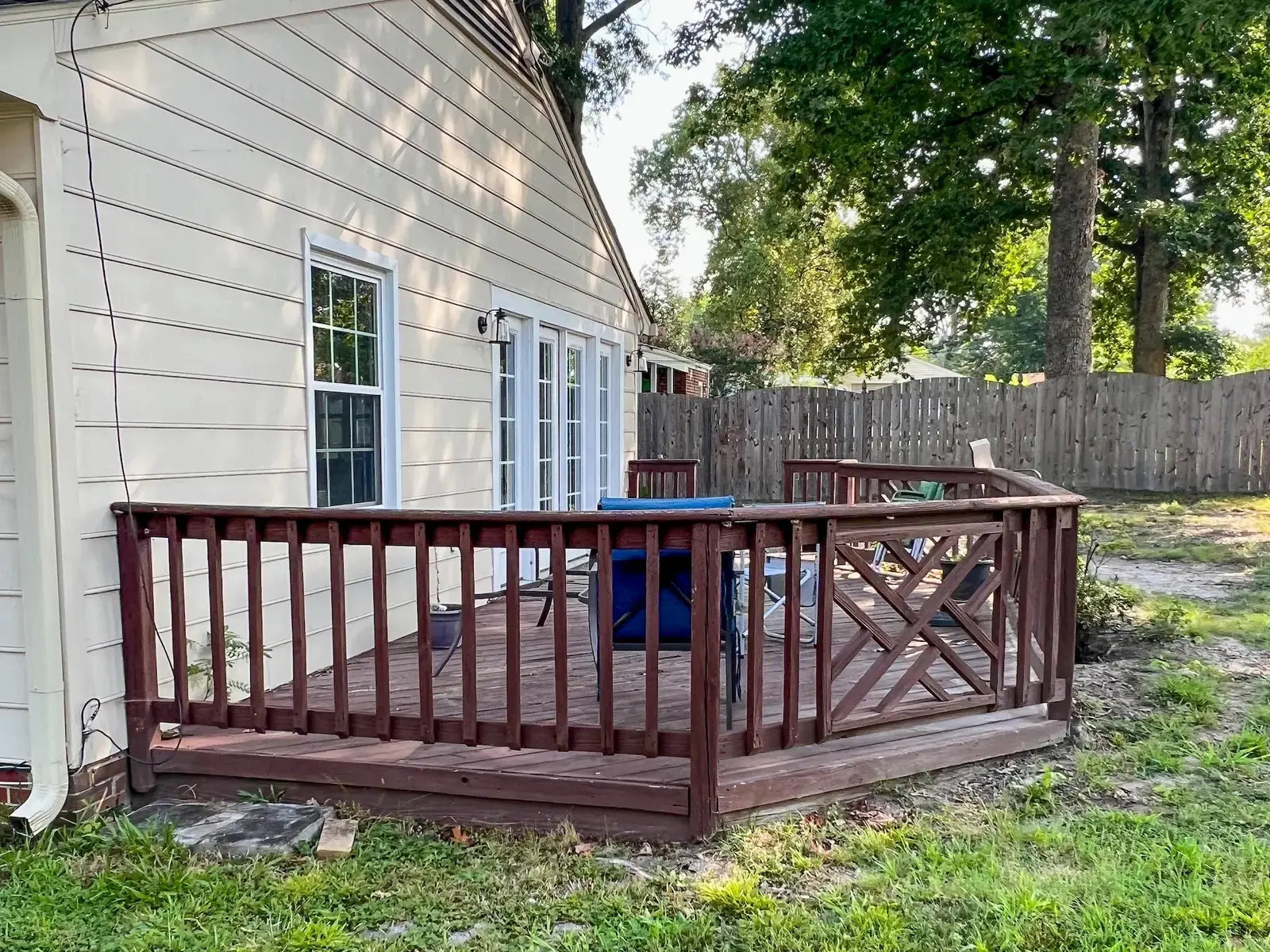 Original deck and backyard viewed from the side