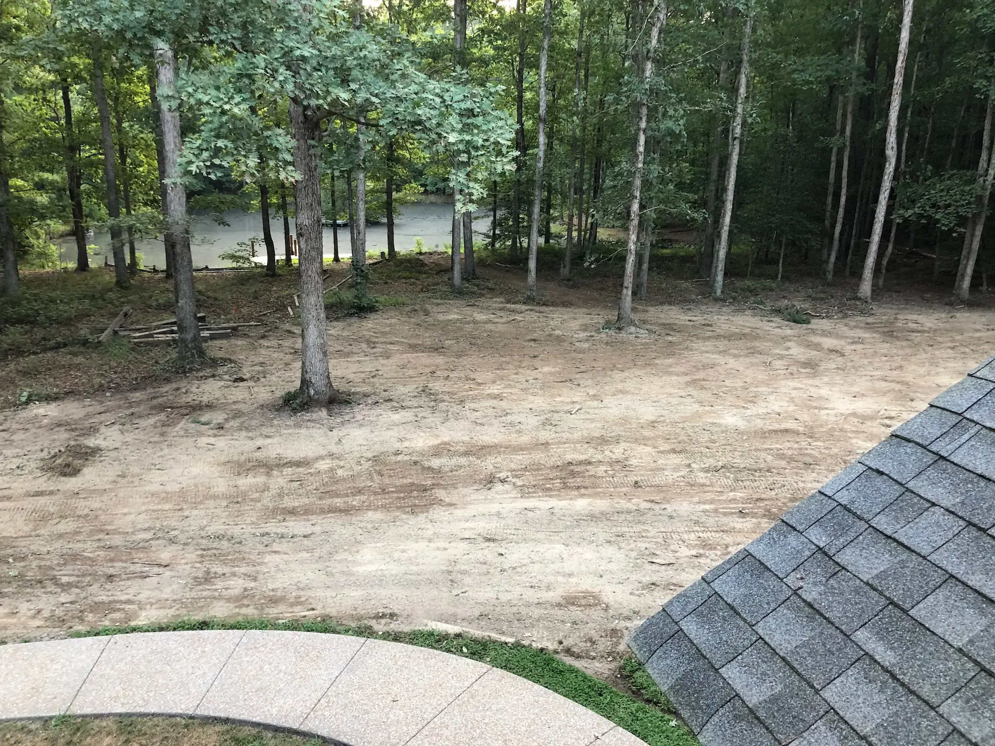 Leveled soil behind the Hames home